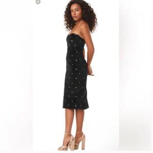 Misa | Embroidered Velvet Evil Eye Elegant Black Strapless Dress